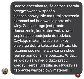 Opinia czytelniczki: całość przygotowana w sposób nieszablonowy, bez straszenia ekranami i budowania poczucia winy.