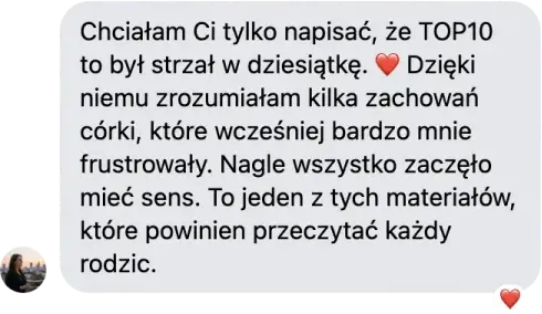 Opinia czytelniczki: TOP10 to był strzał w dziesiątkę, pomógł zrozumieć zachowania córki.