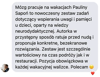 Opinia czytelniczki: Mózg pracuje na wakacjach Pauliny Sapoń to nowoczesny zestaw zadań.